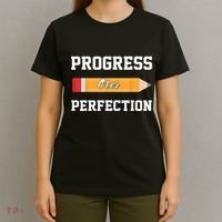 Progress Over Perfection Teacher Funny Pencil Back To Shool T-Shirt thumb 4