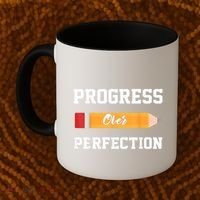 Progress Over Perfection Teacher Funny Pencil Back To Shool Coffee Mug thumb 2