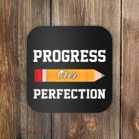 Progress Over Perfection Teacher Funny Pencil Back To Shool Coaster thumb 0