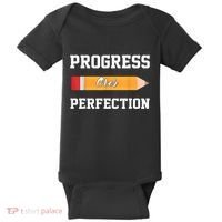 Progress Over Perfection Teacher Funny Pencil Back To Shool Baby Bodysuit thumb 0