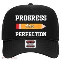 Progress Over Perfection Teacher Funny Pencil Back To Shool Hat thumb 0