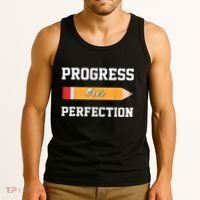 Progress Over Perfection Teacher Funny Pencil Back To Shool Tank Top thumb 3