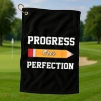 Progress Over Perfection Teacher Funny Pencil Back To Shool Golf Towel thumb 1