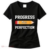 Progress Over Perfection Teacher Funny Pencil Back To Shool Women's T-Shirt thumb 0