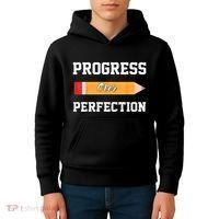 Progress Over Perfection Teacher Funny Pencil Back To Shool Kids Hoodie thumb 4