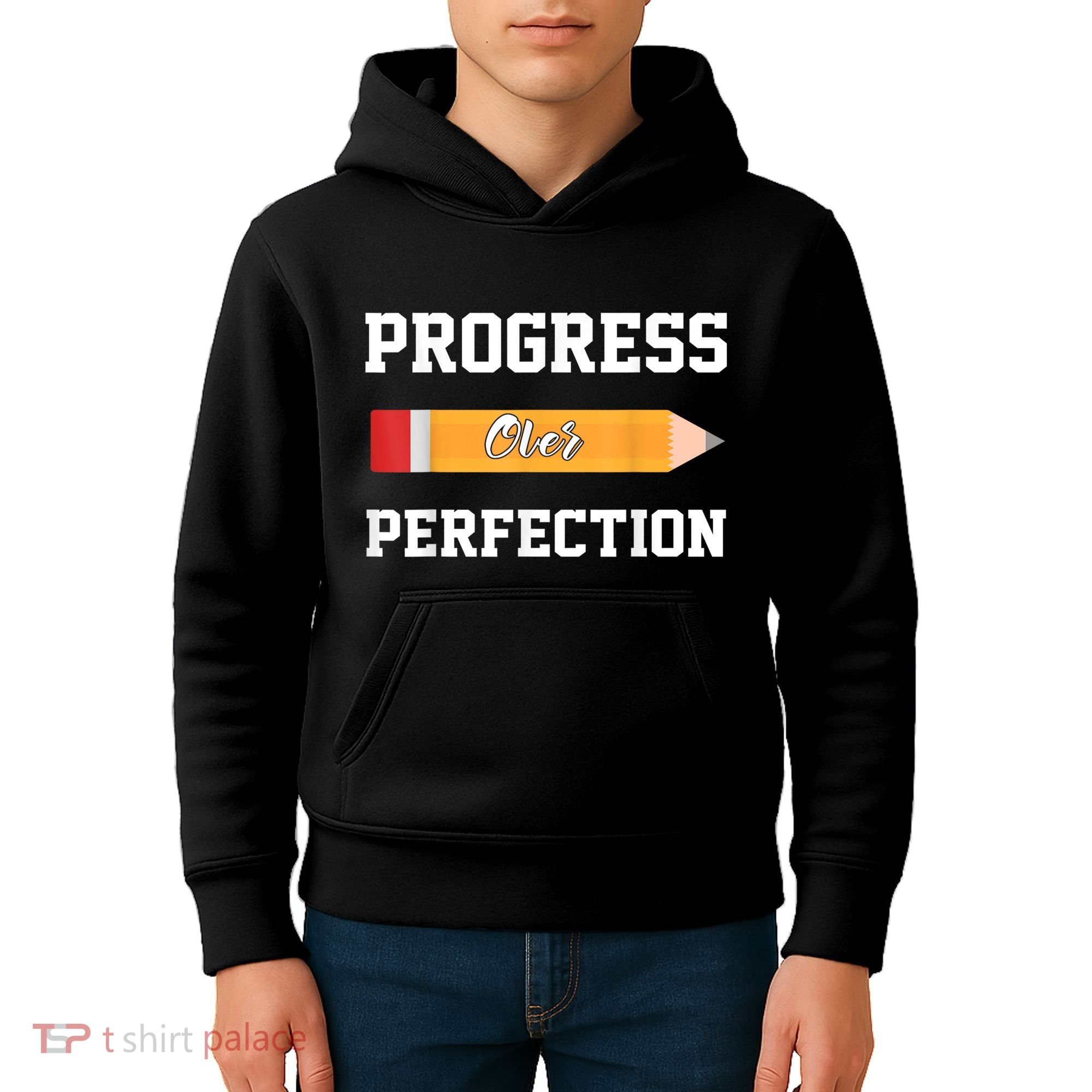 Progress Over Perfection Teacher Funny Pencil Back To Shool Kids Hoodie