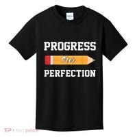 Progress Over Perfection Teacher Funny Pencil Back To Shool Kids T-Shirt thumb 0