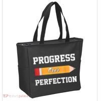 Progress Over Perfection Teacher Funny Pencil Back To Shool Tote Bag thumb 2