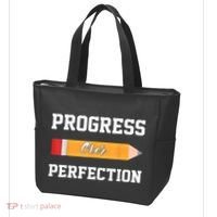 Progress Over Perfection Teacher Funny Pencil Back To Shool Tote Bag thumb 3