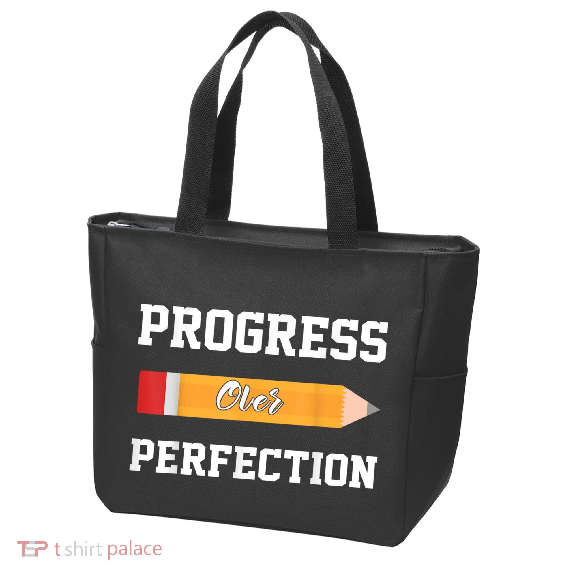 Progress Over Perfection Teacher Funny Pencil Back To Shool Tote Bag