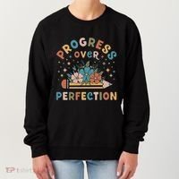 Progress Over Perfection | Teacher Wildflower Back To School Women's Sweatshirt thumb 0
