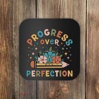 Progress Over Perfection | Teacher Wildflower Back To School Coaster thumb 0