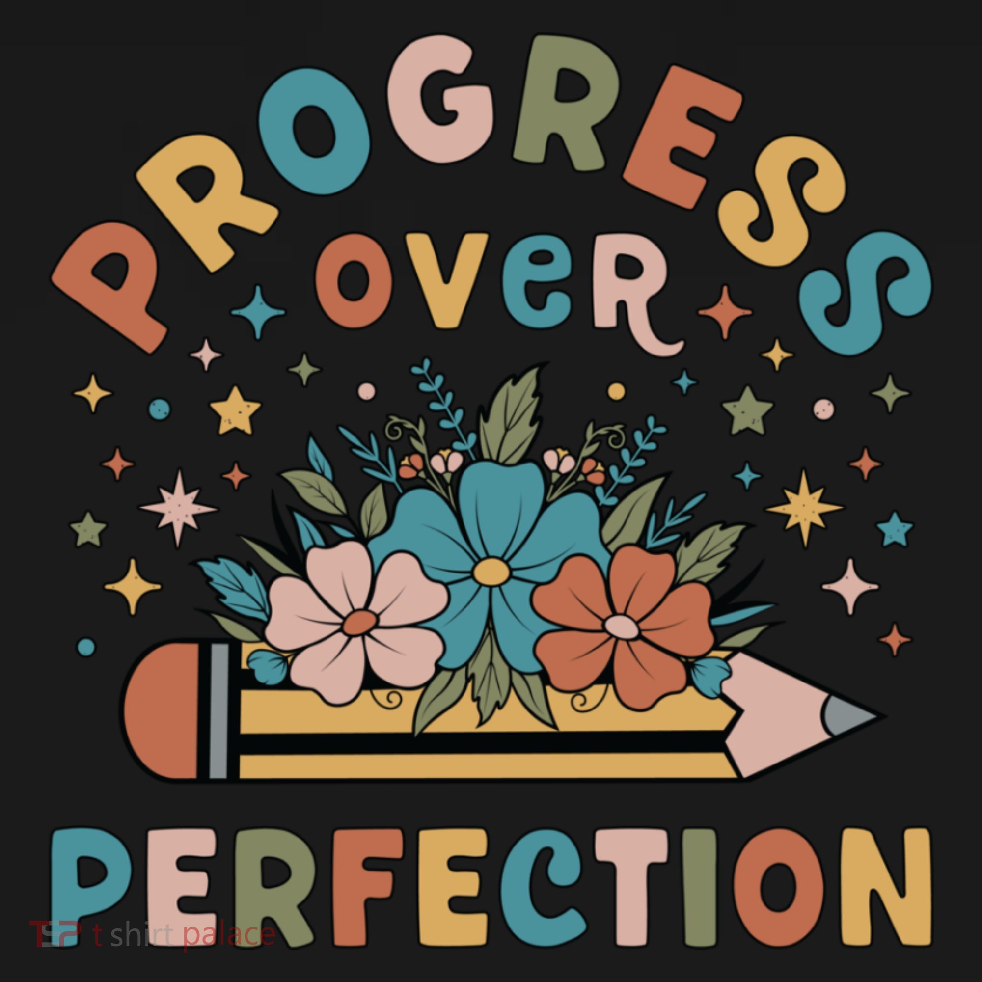 Progress Over Perfection | Teacher Wildflower Back To School Coaster