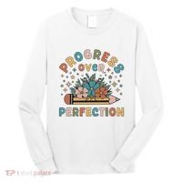 Progress Over Perfection | Teacher Wildflower Back To School Long Sleeve Shirt thumb 0