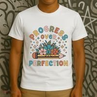 Progress Over Perfection | Teacher Wildflower Back To School T-Shirt thumb 3
