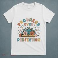 Progress Over Perfection | Teacher Wildflower Back To School T-Shirt thumb 5