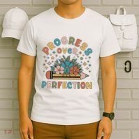 Progress Over Perfection | Teacher Wildflower Back To School T-Shirt thumb 6