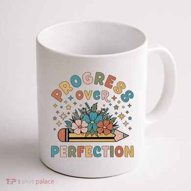 Progress Over Perfection | Teacher Wildflower Back To School Coffee Mug back