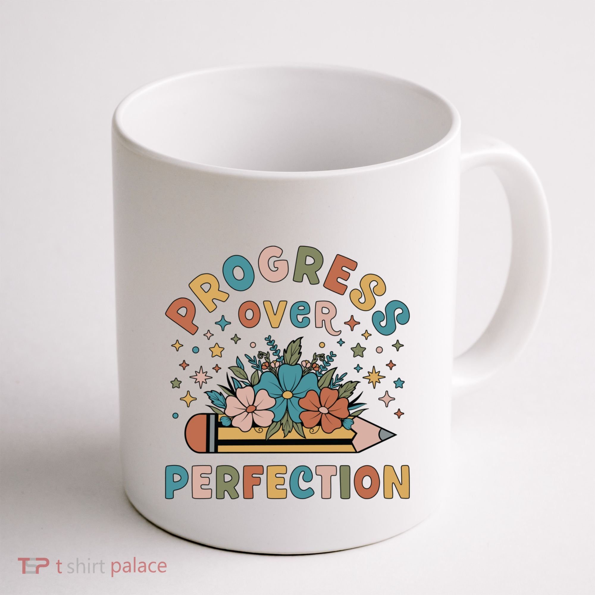 Progress Over Perfection | Teacher Wildflower Back To School Coffee Mug