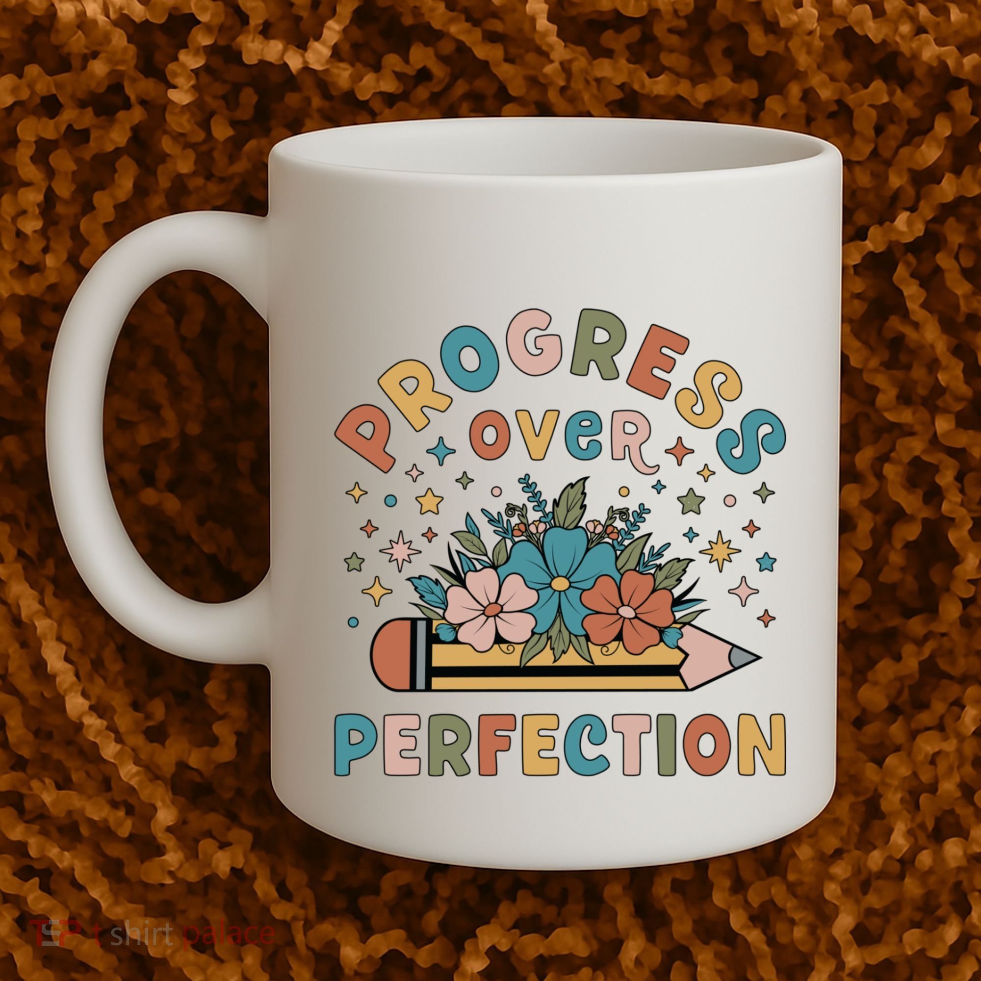 Progress Over Perfection | Teacher Wildflower Back To School Coffee Mug