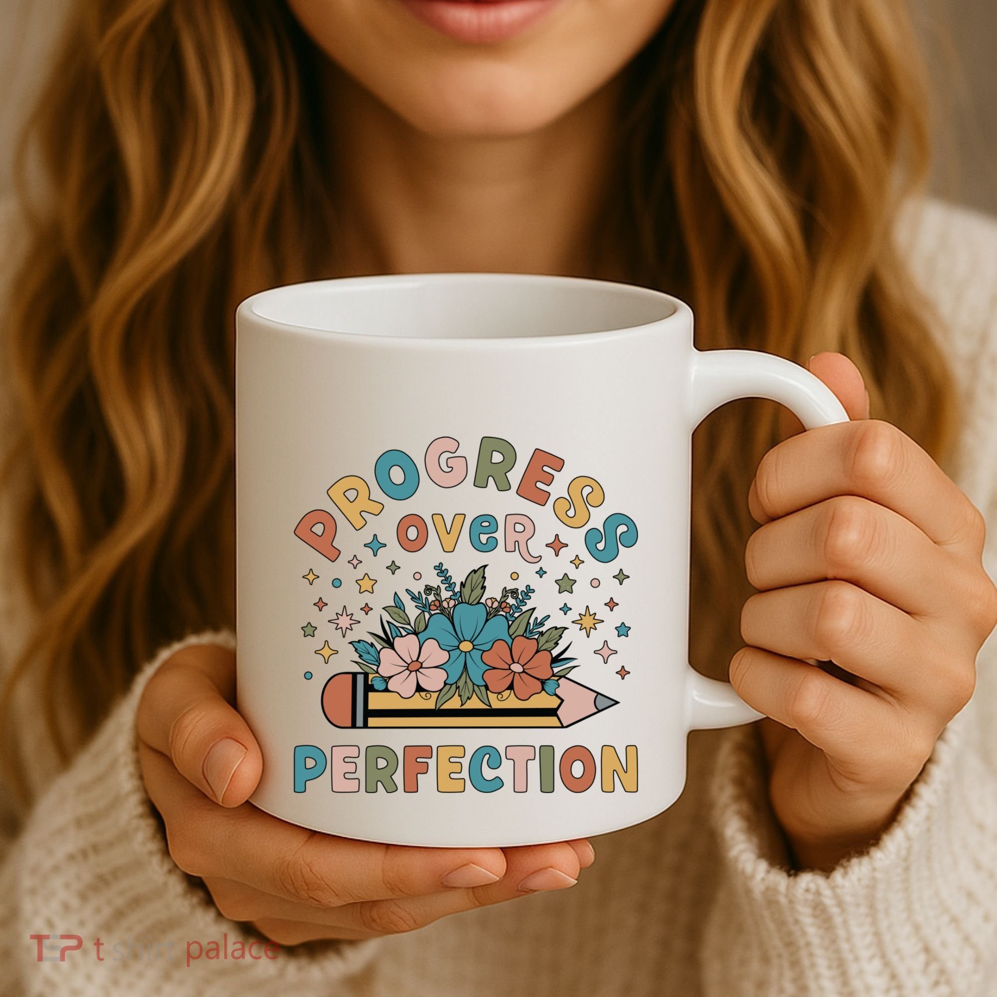 Progress Over Perfection | Teacher Wildflower Back To School Coffee Mug