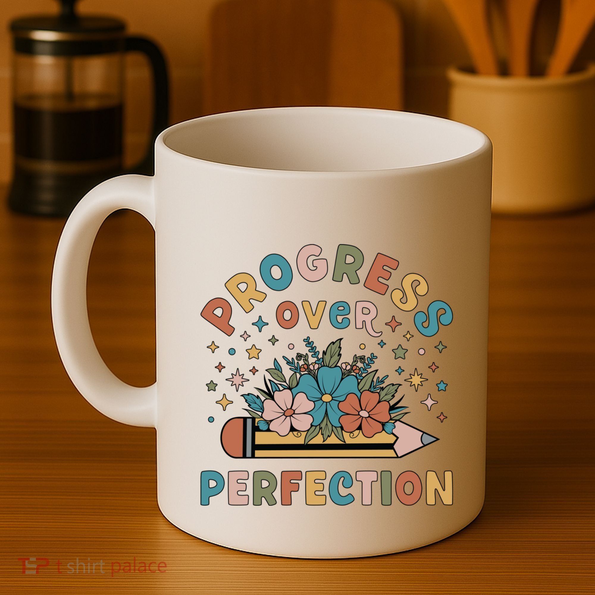 Progress Over Perfection | Teacher Wildflower Back To School Coffee Mug