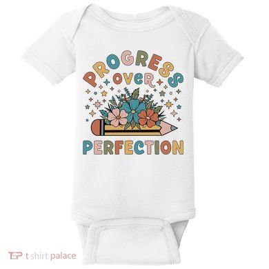 Progress Over Perfection | Teacher Wildflower Back To School Baby Bodysuit