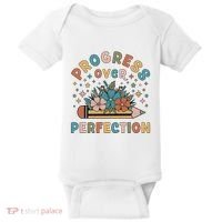 Progress Over Perfection | Teacher Wildflower Back To School Baby Bodysuit thumb 0
