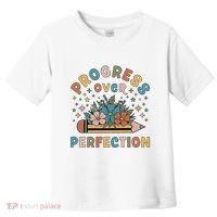 Progress Over Perfection | Teacher Wildflower Back To School Toddler T-Shirt thumb 0