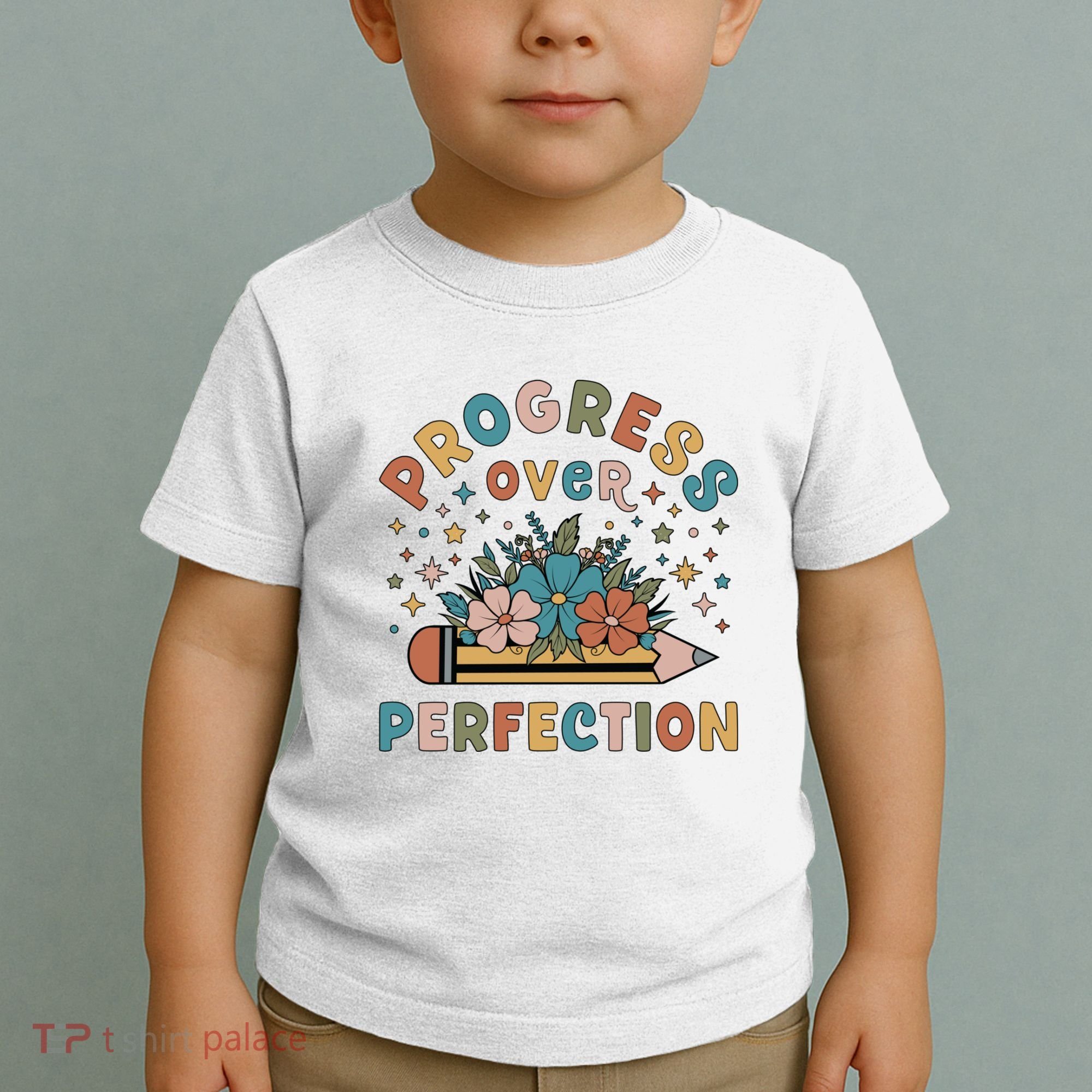 Progress Over Perfection | Teacher Wildflower Back To School Toddler T-Shirt