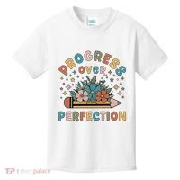 Progress Over Perfection | Teacher Wildflower Back To School Kids T-Shirt thumb 0