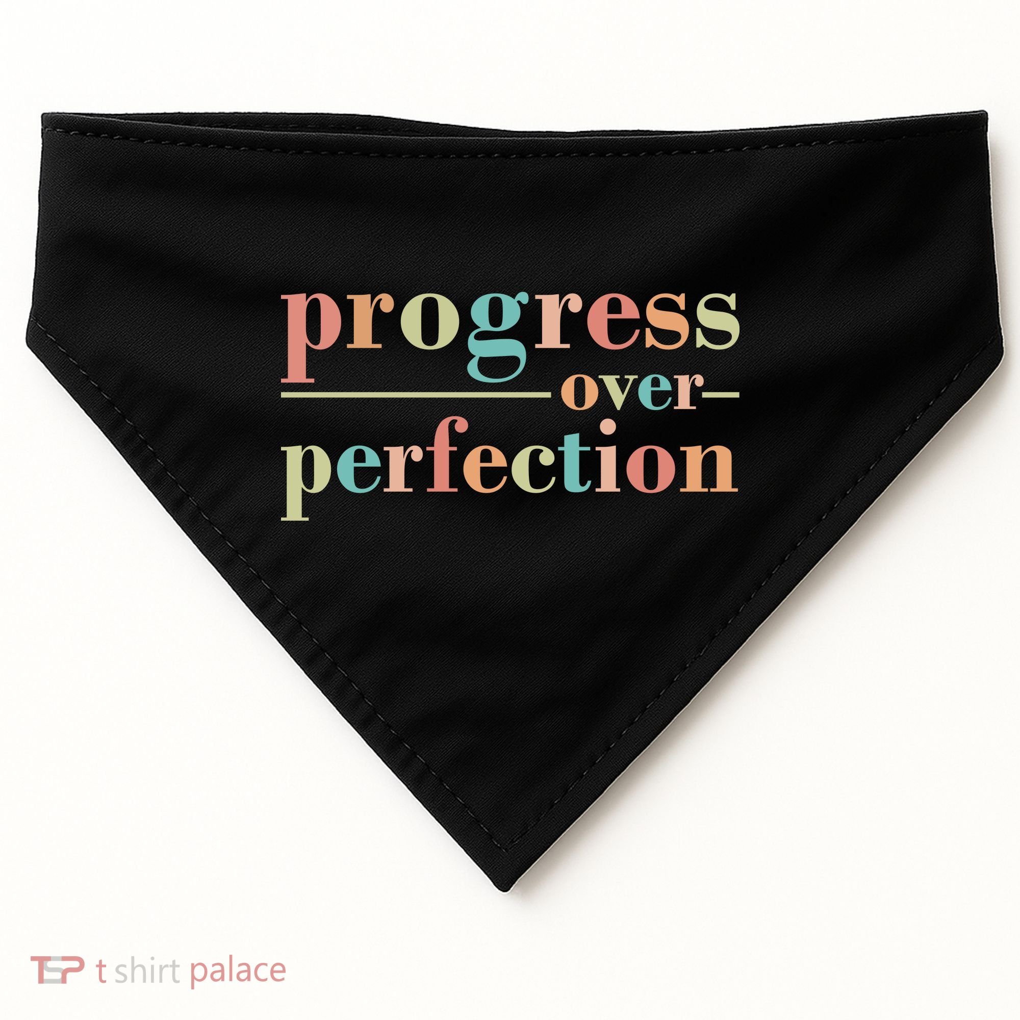Progress Over Perfection Quote USA-Made Doggie Bandana
