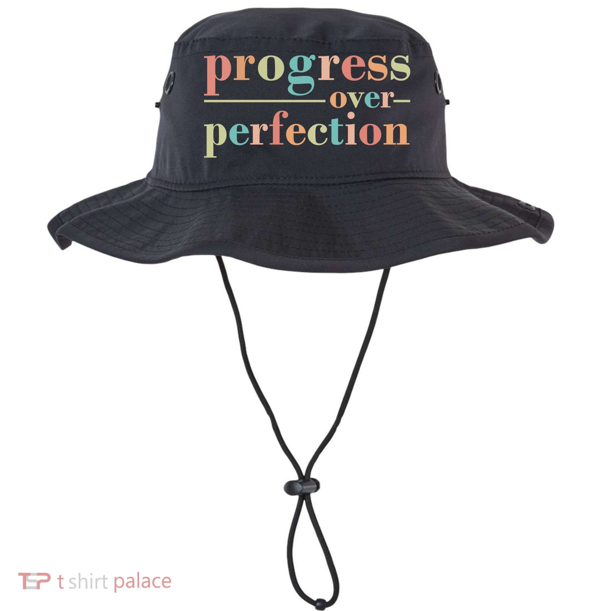 Progress Over Perfection Quote Bucket Hat