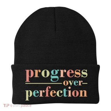 Progress Over Perfection Quote Beanie