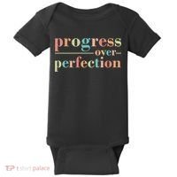 Progress Over Perfection Quote Baby Bodysuit thumb 0