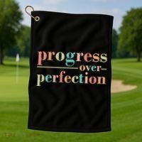 Progress Over Perfection Quote Golf Towel thumb 1