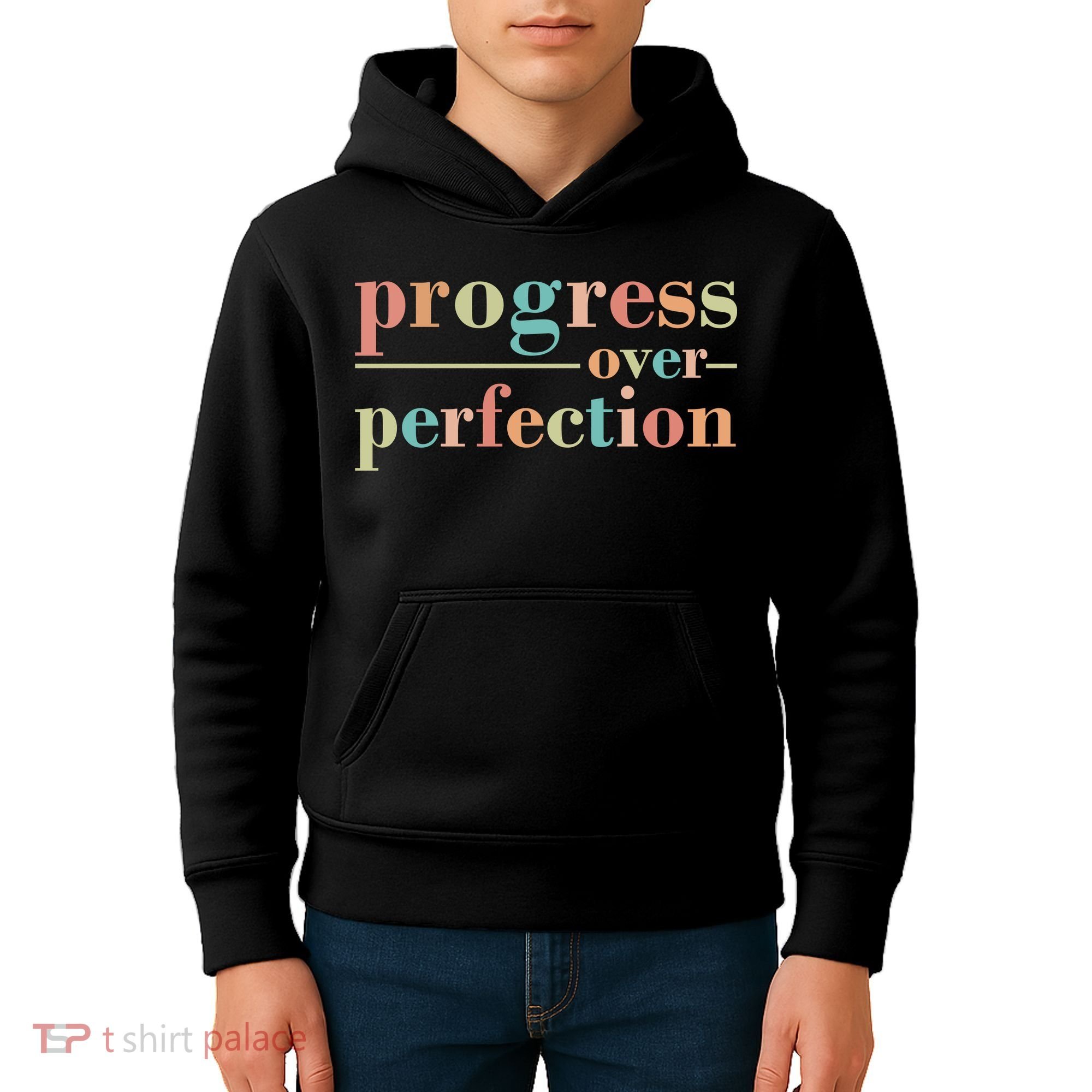 Progress Over Perfection Quote Kids Hoodie