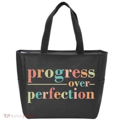 Progress Over Perfection Quote Tote Bag