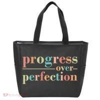 Progress Over Perfection Quote Tote Bag thumb 0