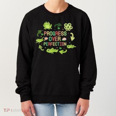 Progress Over Perfection Frog Back To School Teacher Women's Sweatshirt