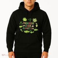 Progress Over Perfection Frog Back To School Teacher Hoodie thumb 2