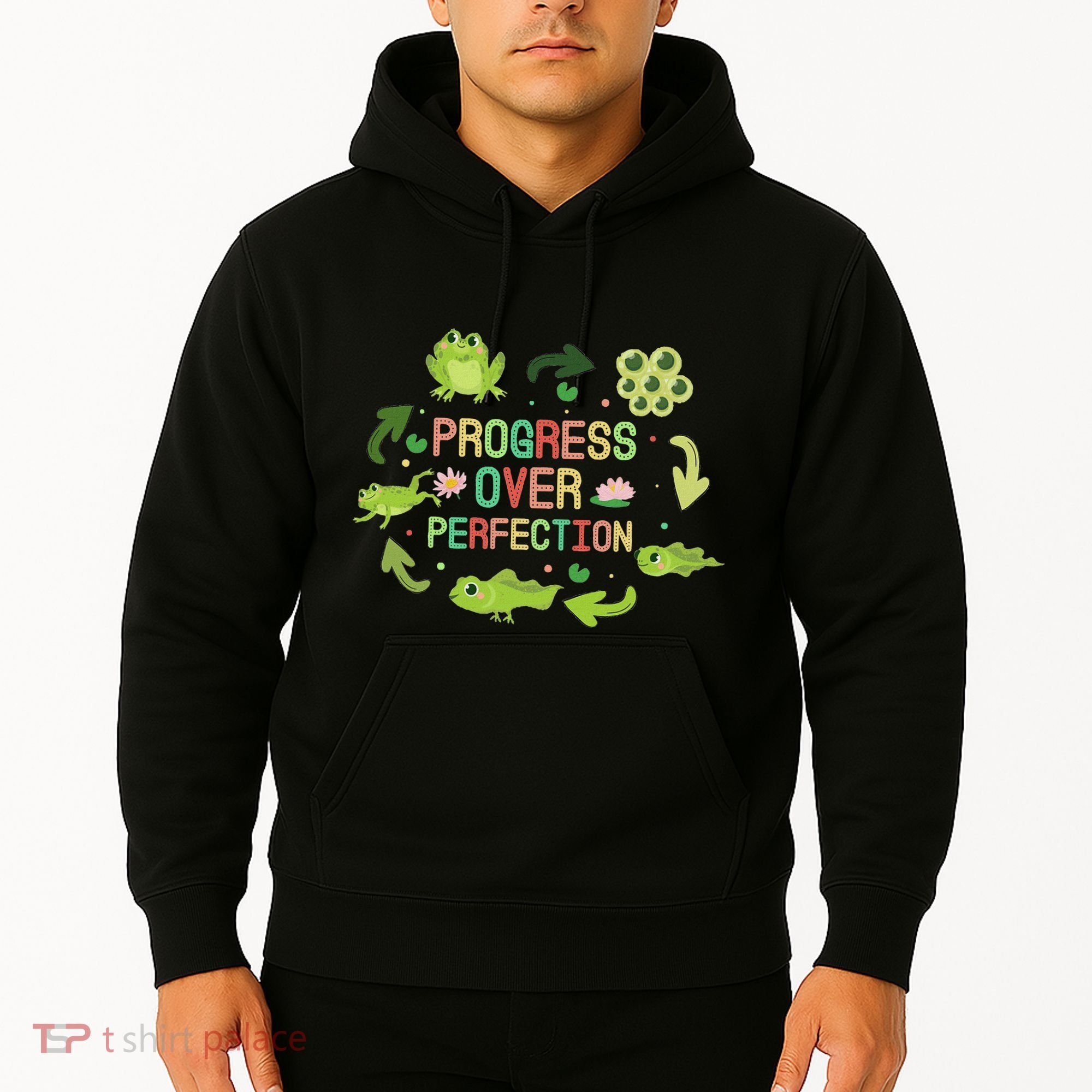 Progress Over Perfection Frog Back To School Teacher Hoodie