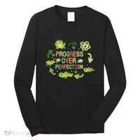Progress Over Perfection Frog Back To School Teacher Long Sleeve Shirt thumb 0