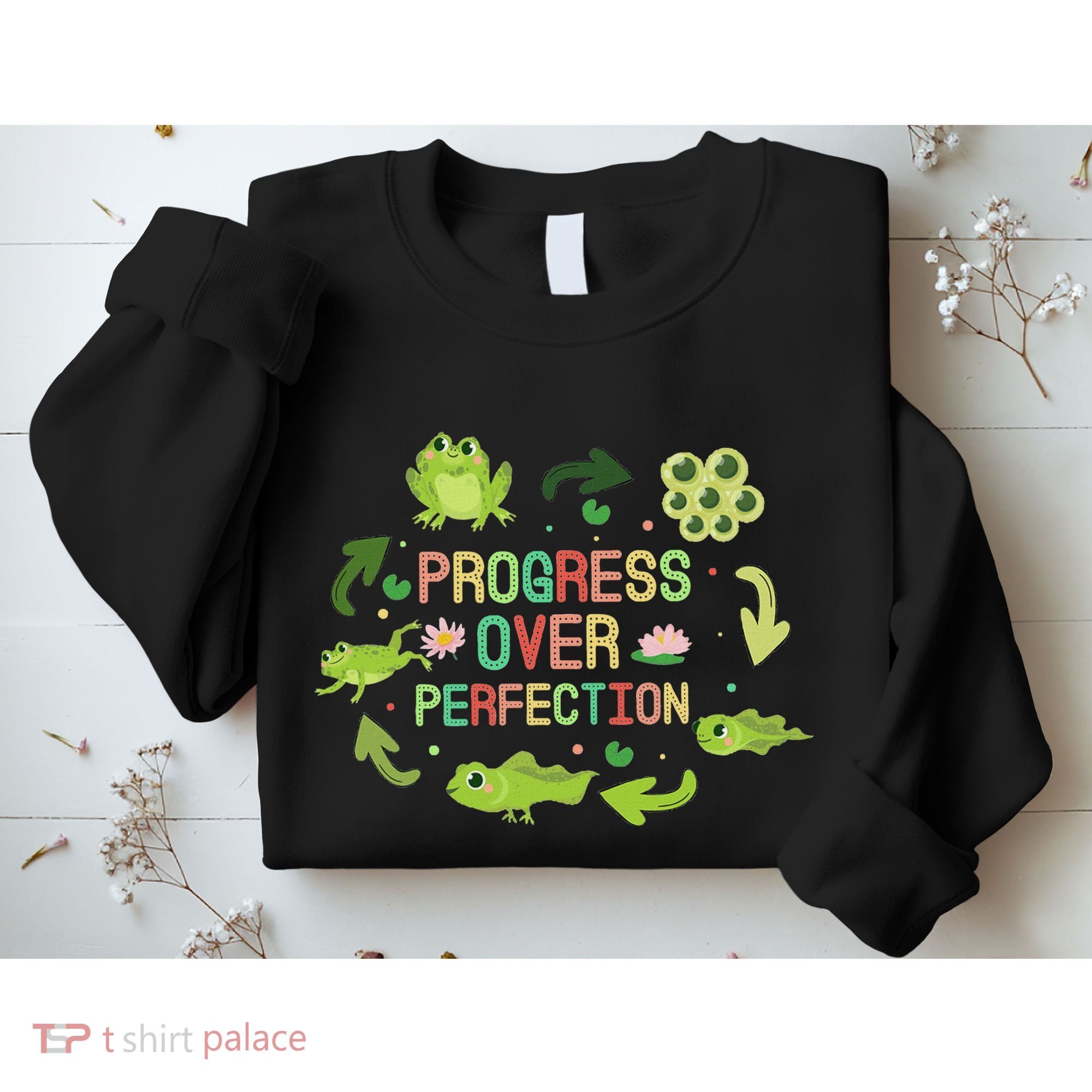 Progress Over Perfection Frog Back To School Teacher Sweatshirt