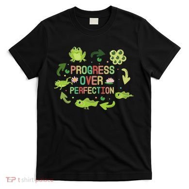 Progress Over Perfection Frog Back To School Teacher T-Shirt