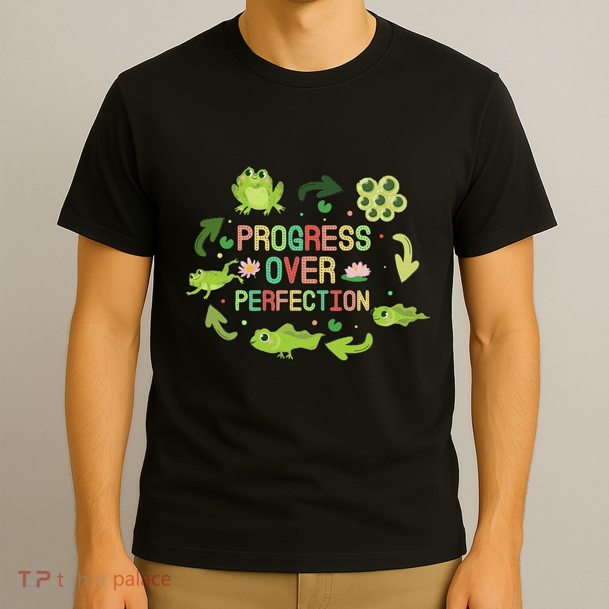 Progress Over Perfection Frog Back To School Teacher T-Shirt