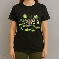 Progress Over Perfection Frog Back To School Teacher T-Shirt thumb 4