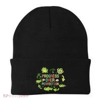 Progress Over Perfection Frog Back To School Teacher Beanie thumb 0