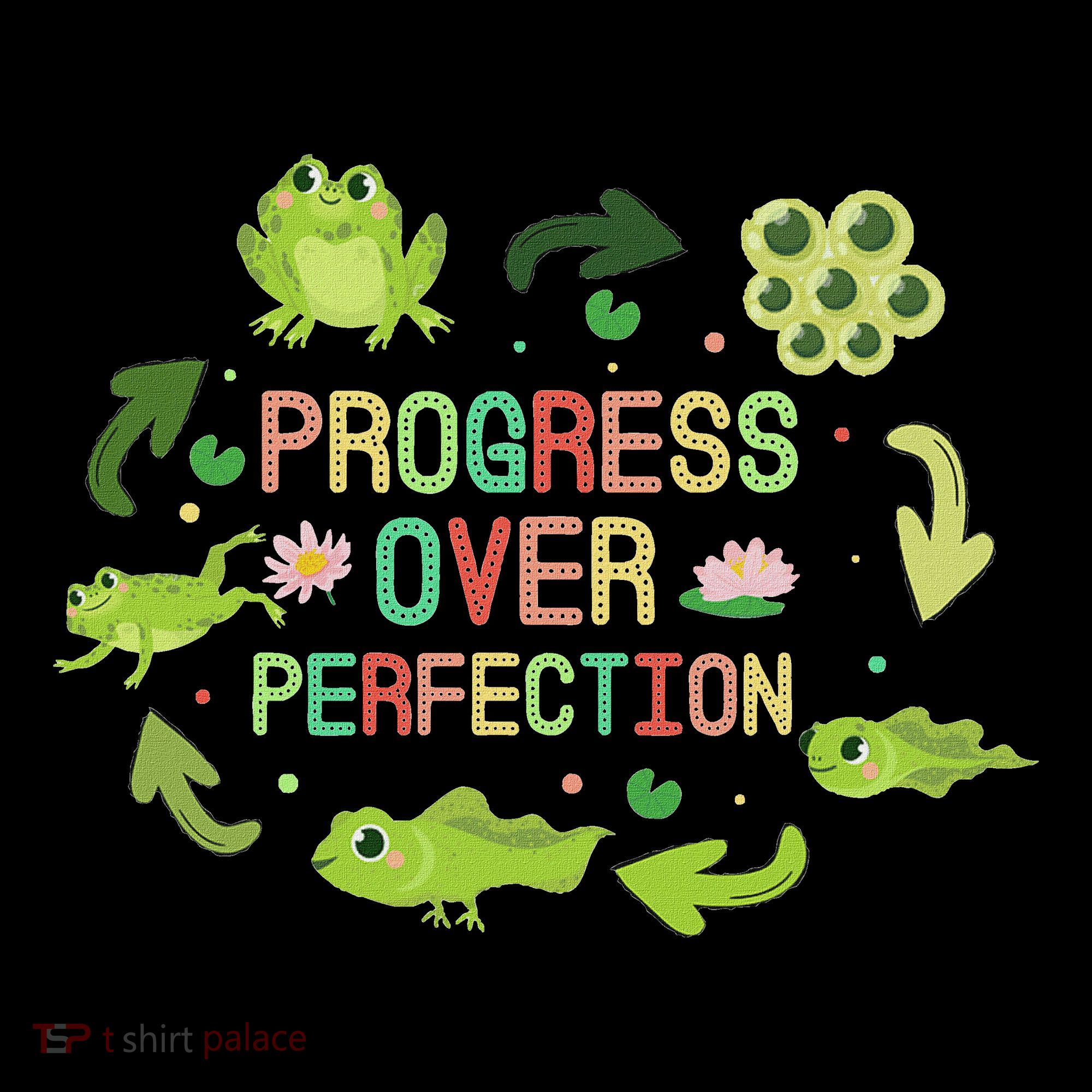 Progress Over Perfection Frog Back To School Teacher Women's Hoodie