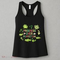 Progress Over Perfection Frog Back To School Teacher Women's Tank Top thumb 3